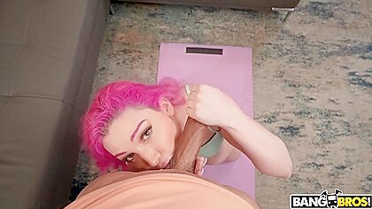 Lily Lou Notices Lawson Looking At Her Bazookas, So This Babe Begins Sucking His Hard Knob