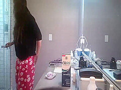 Wife undresses for shower
